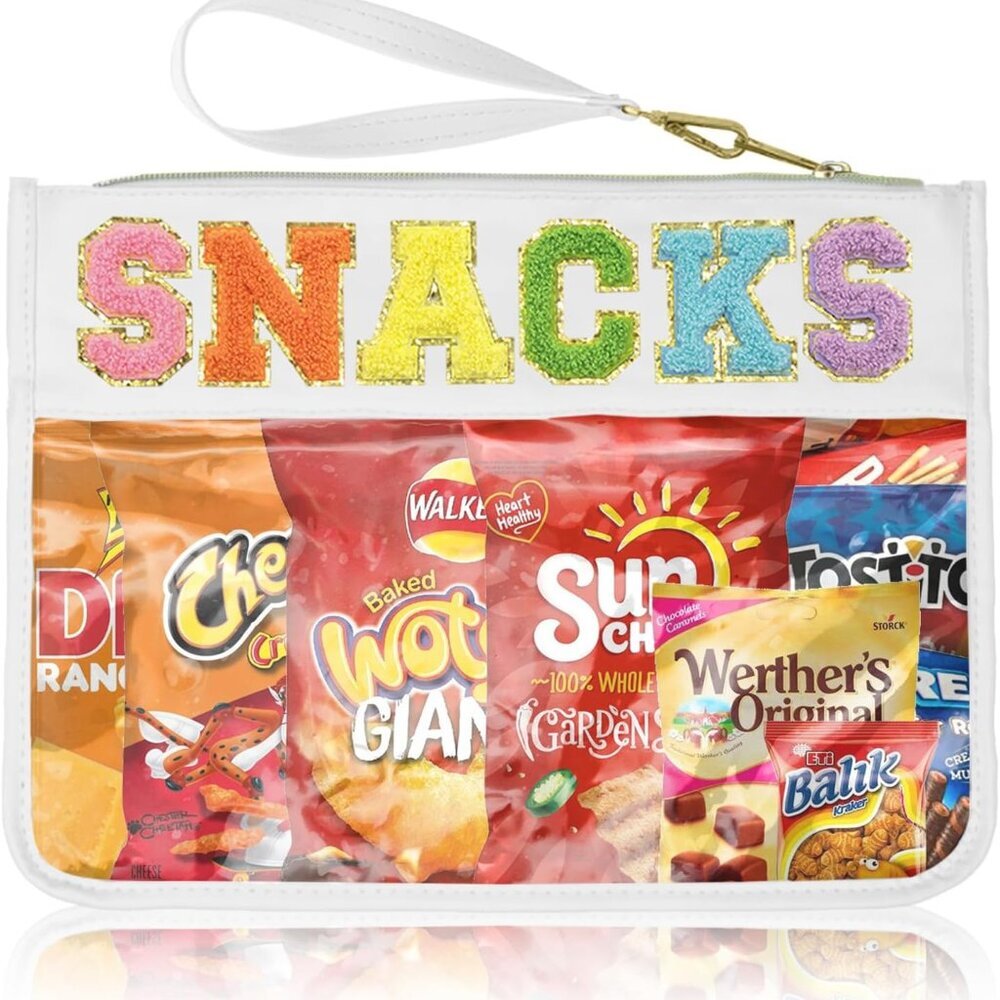 Snack Bags Pouch Travel Makeup Bag Chenille Letter Bags for Zipper Pouch Clear C